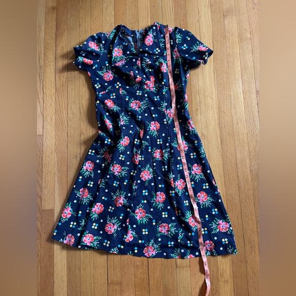 70s Vintage Navy Blue Mini Dress - Picture 5 of 8